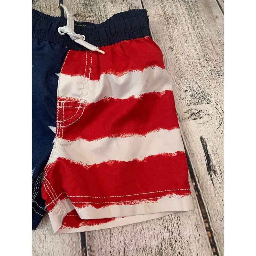 THE CHILDREN’S PLACE Boy’s Drawstring Patriotic Swim Trunks / Size: 6-9 Months